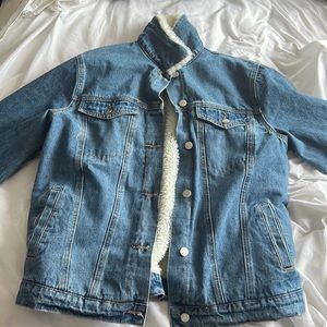 Denim jacket with the fleece lining